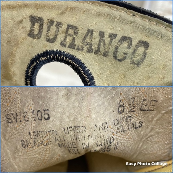 Durango Cowboy Black & Brown Pull On Leather Boots- Mens size 8.5 EE - Picture 14 of 17